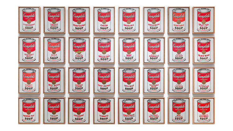 Muestra de arte pop: Andy Warhol, latas de sopa Campbell, 1962, Museo de Arte Moderno