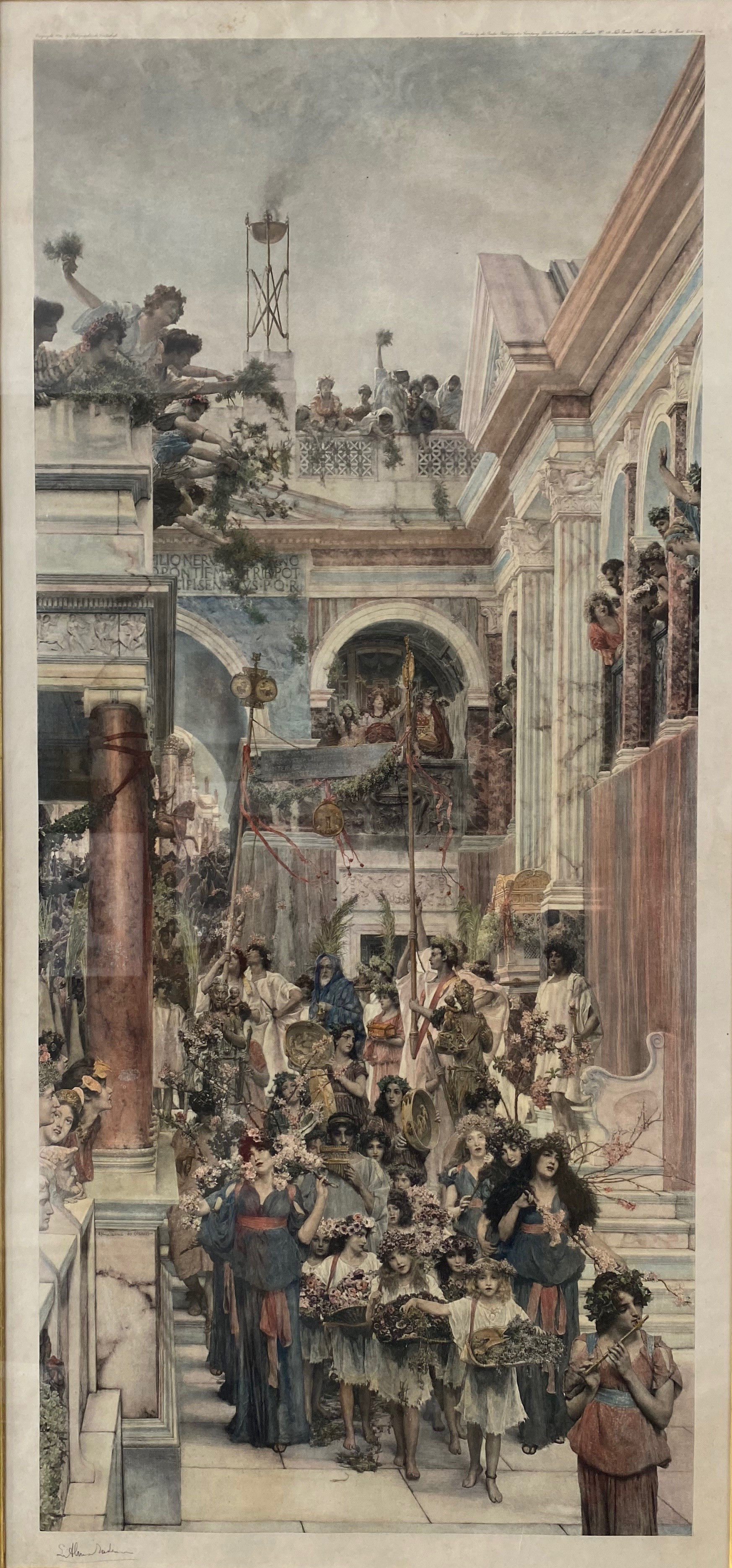 Example of an original photogravure after the painting 'Spring', 1894, by Alma Tadema, see also Gallerease