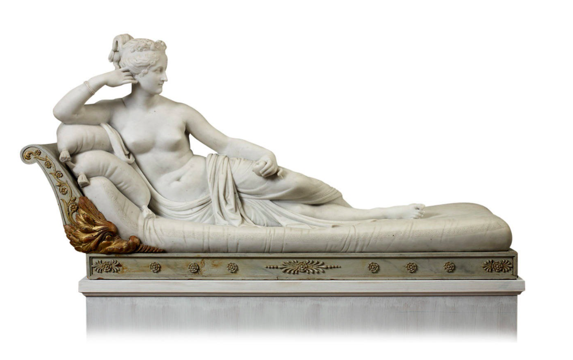 Escultura neoclásica de Antonio Canova, 'Paolina Borghese como Venus' (Venus Victrix), 1804-08, mármol, Galleria Borghese, Roma
