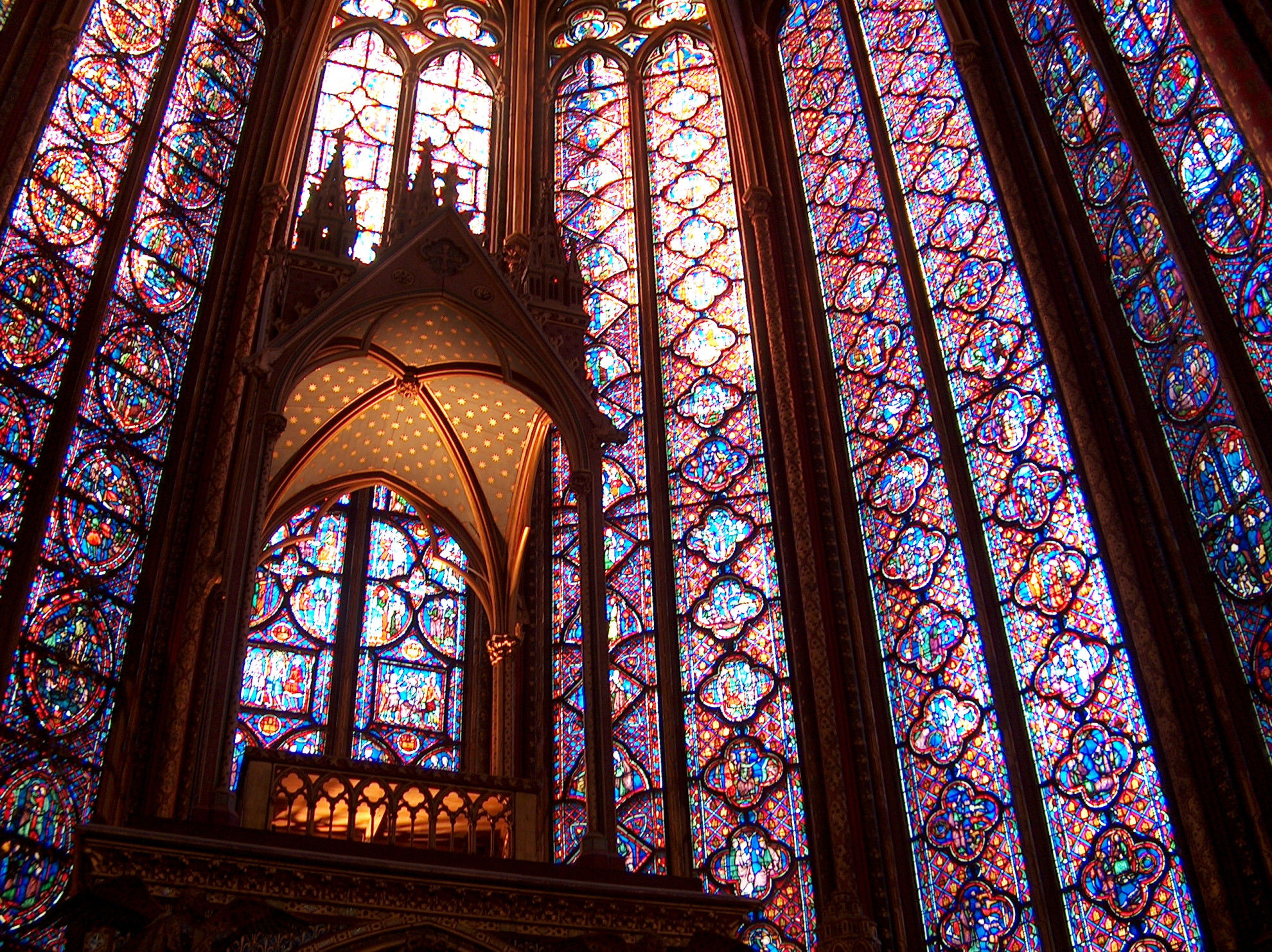 Stained glass art example Sainte-Chapelle in Paris.