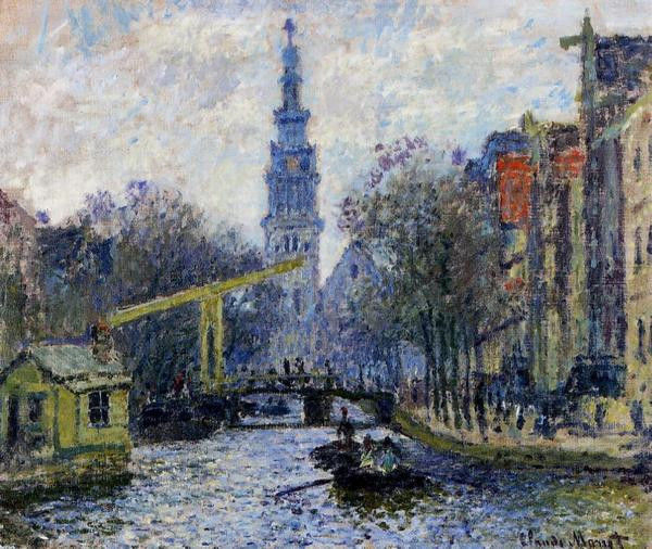El mundialmente famoso impresionista francés Claude Monet en Amsterdam, el Zuidertoren en Amsterdam, 1871