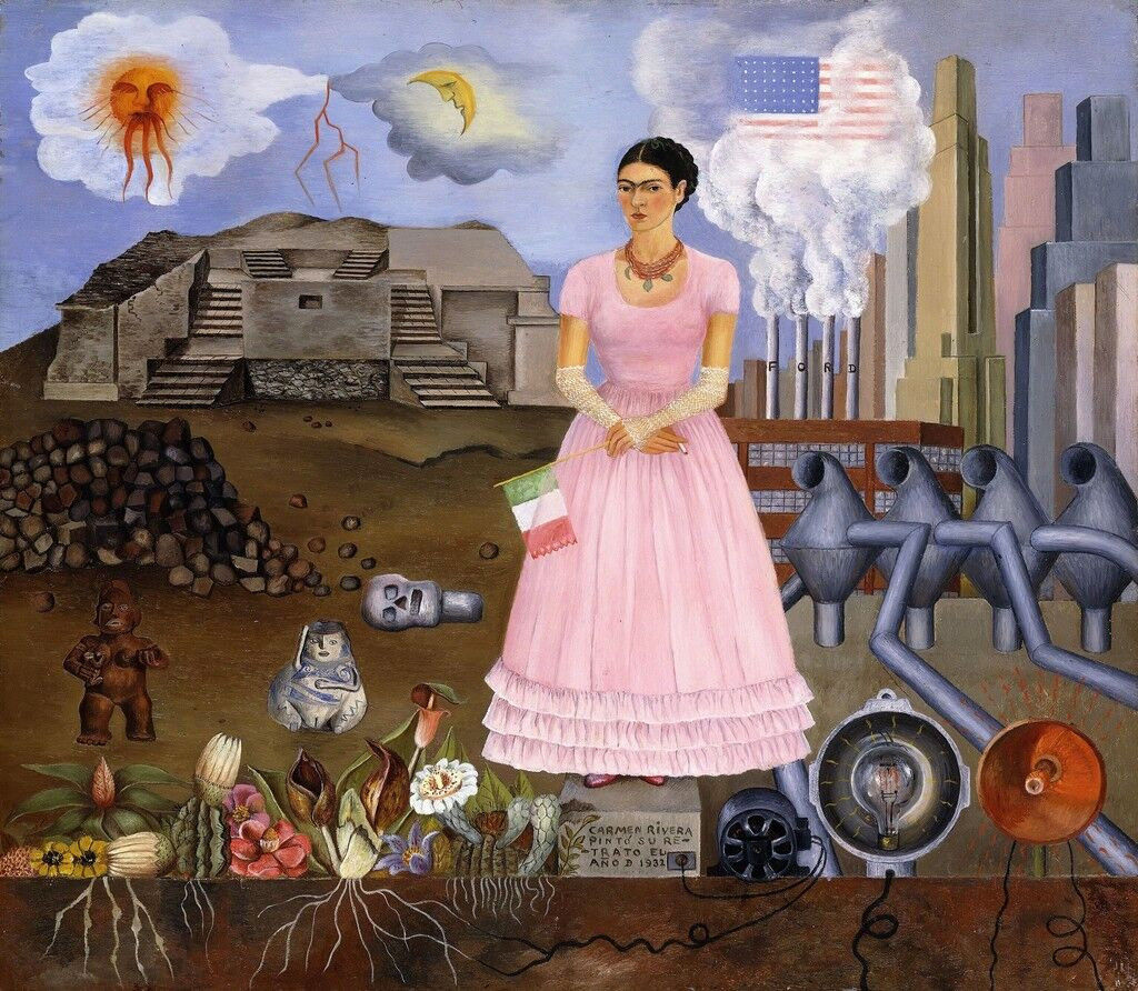 Frida Kahlo, 'autorretrato surrealista en la frontera entre México y Estados Unidos', 1932