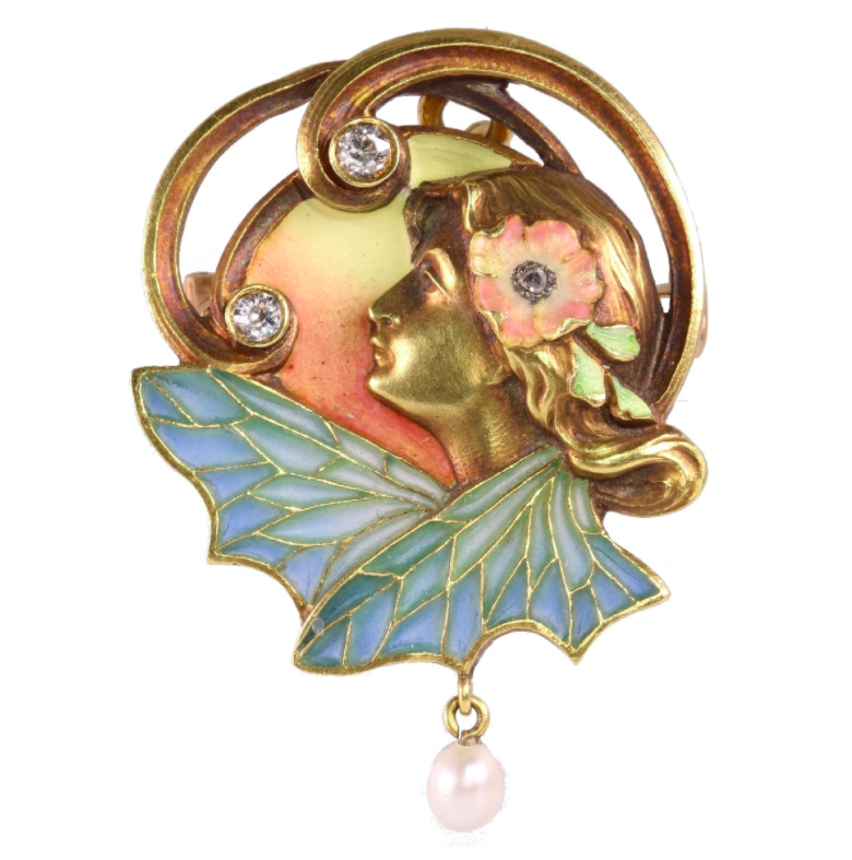 Ejemplo de un broche Art Nouveau de 1890, Adin Fine Antique Jewellery