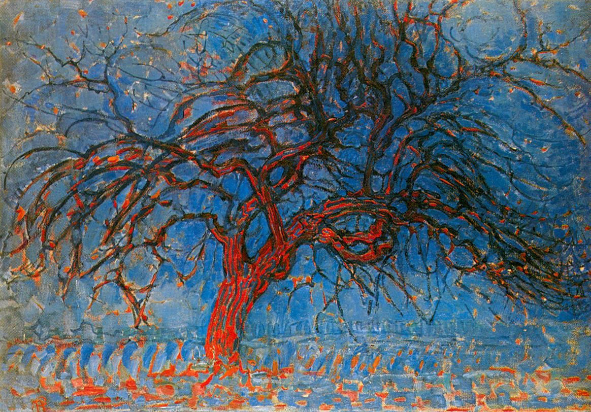 Óleo abstracto Piet Mondrian, El árbol rojo de 1908
