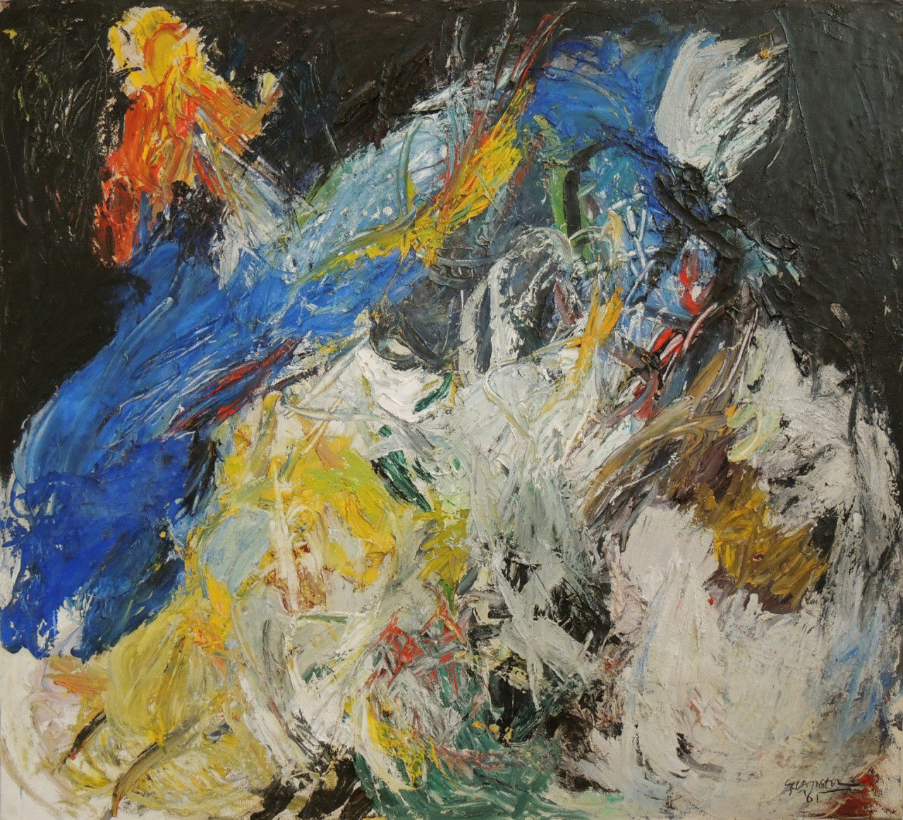 Pintura al óleo abstracta, La Nuit, Ger Lataster, 1961